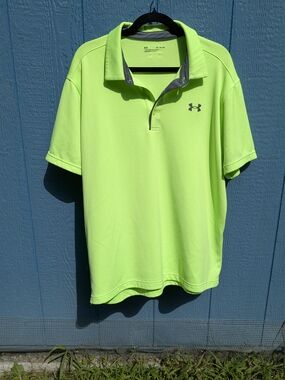 Under Armour Men’s Neon Lime Polo with Contrast Trim